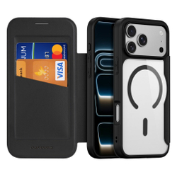 Чехол книжка черного цвета с поддержкой MagSafe от Dux Ducis для iPhone 17 Pro, серия Skin X Pro Series Case