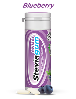 Steviagum Жевательная резинка SENSES с черникой, ксилитом и стевией БЕЗ САХАРА 30г