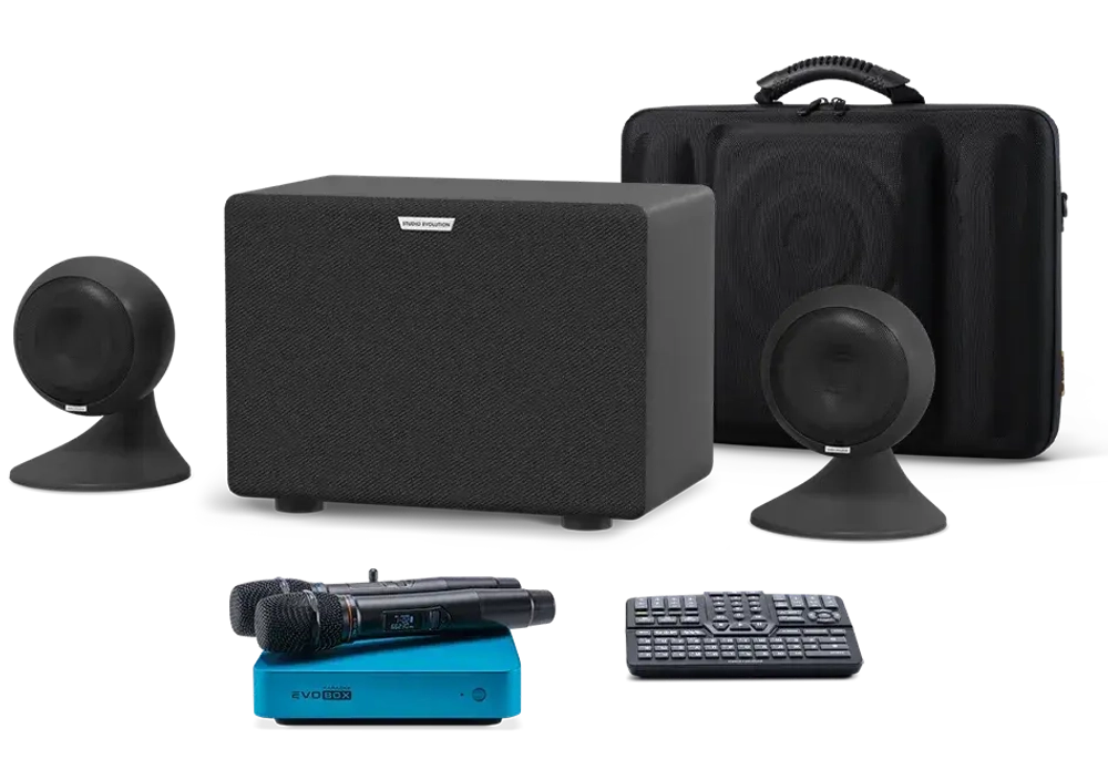 Караоке система Evobox Plus с микрофонами + Акустическая система EvoSound Sphere