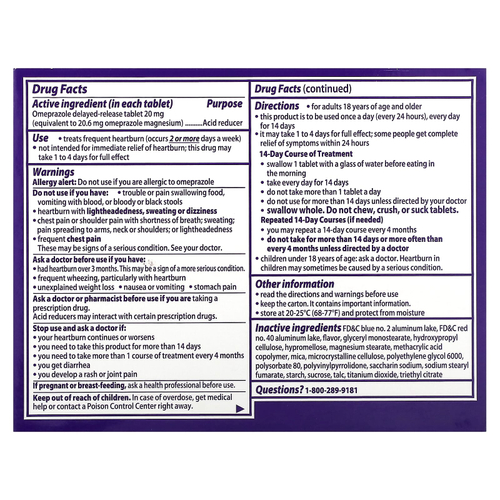 Prilosec, OTC, Wildberry, 20 мг, 42 таблетки