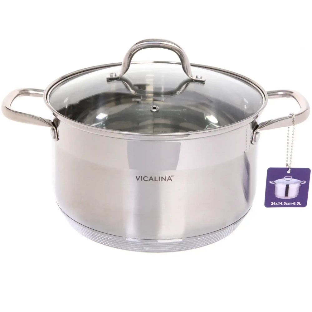 Кастрюля из нержавеющей стали VICALINA 6,3л, индукция, VL-1075