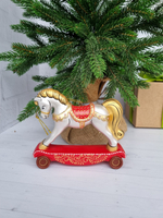 Лошадка Каталка ёлочная игиушка из фарфора