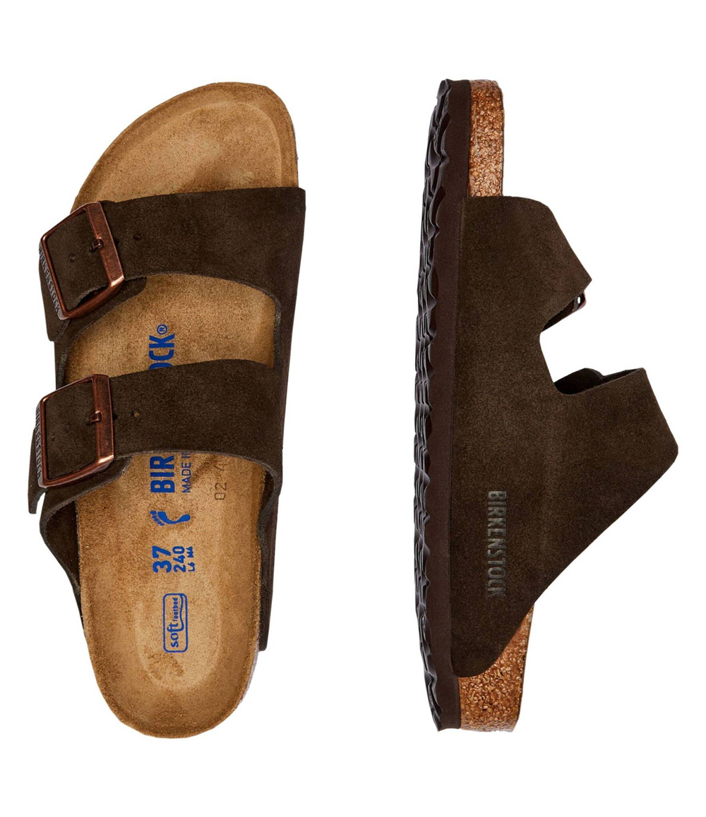 Шлепанцы кожаные arizona sfb Birkenstock - коричневый(951313)