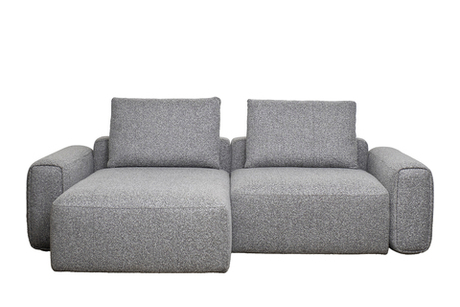 Диван трехместный Турин(Turin)(2 секции) с канапе и мех черно/серый Santo1606 255x163,5xx68см Garda Decor