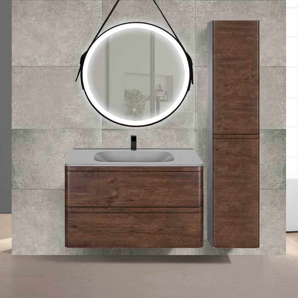 Тумба под раковину Vincea Vico 800 подвесная, 2 выкатных ящика soft close, R.Wood