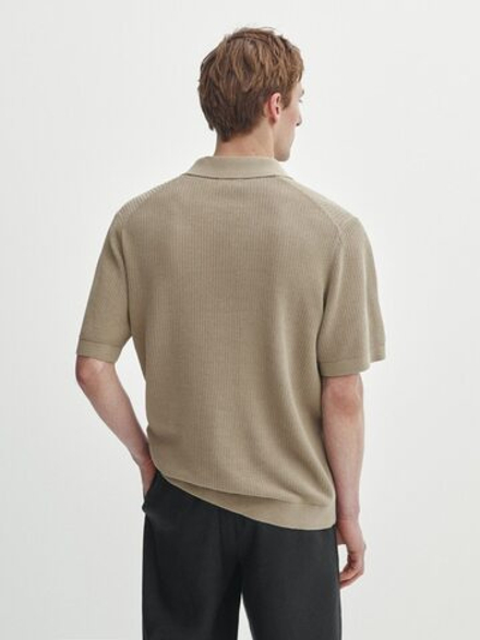 Massimo Dutti Трикотажная рубашка-поло с короткими рукавами, светло-зеленый