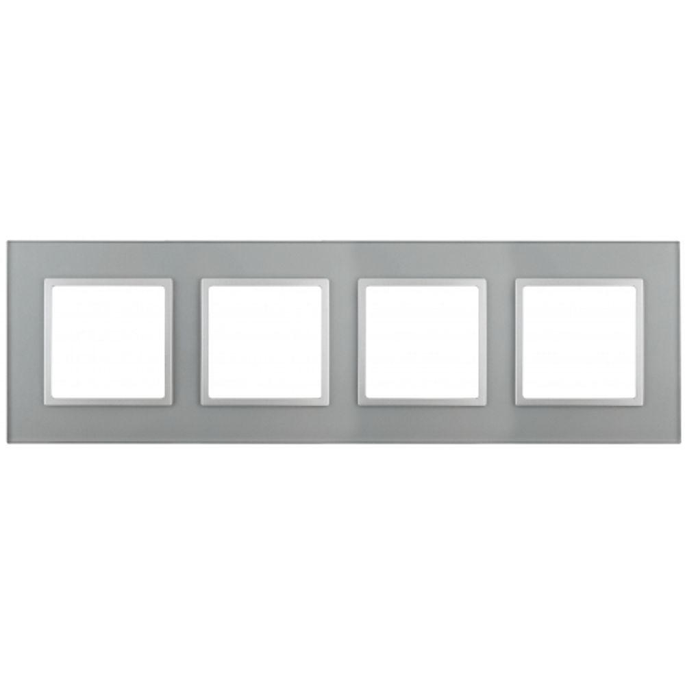 14-5104-03 ЭРА Рамка на 4 поста, стекло, Эра Elegance, алюминий+алюм