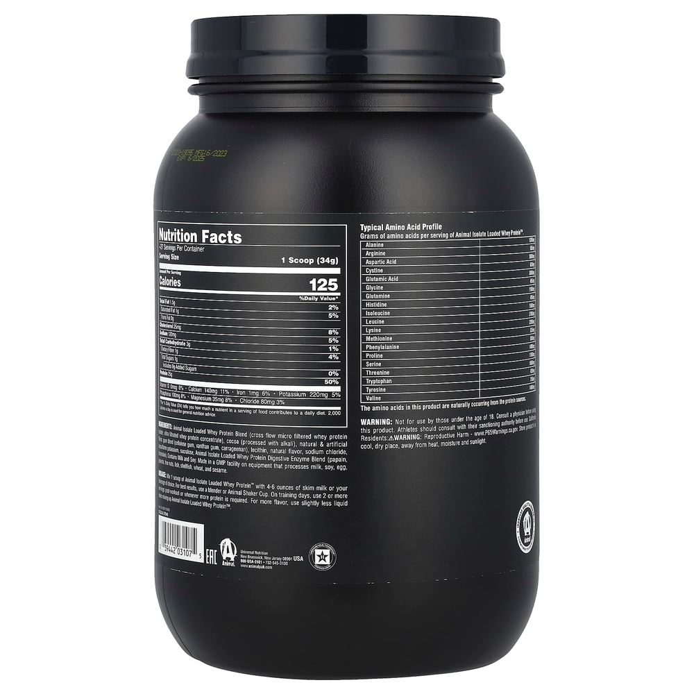 Animal, Изолированный порошок из сывороточного протеина, шоколад, 907 г (2 фунта)