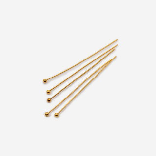 Пины с шариком, 40*0,4мм, сталь, позолота