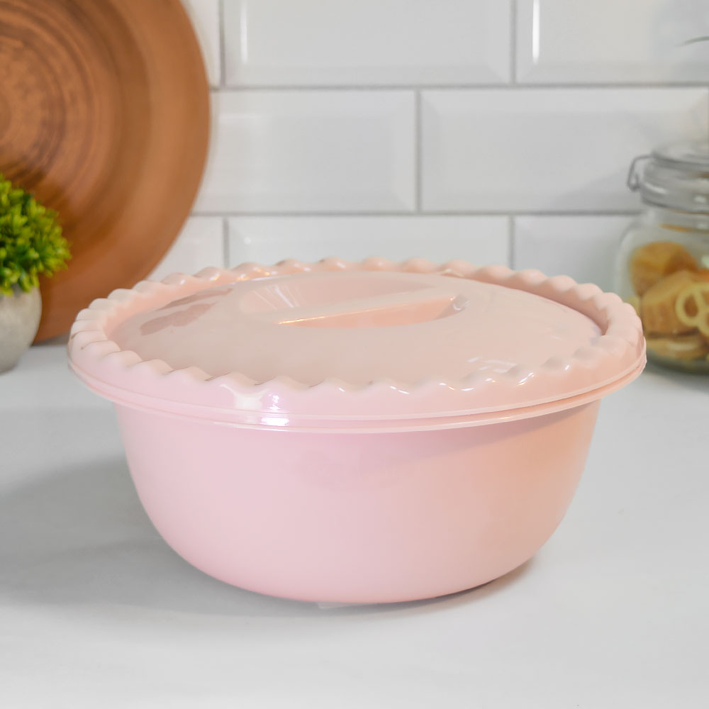 Миска 3л круглая с крышкой, чайная роза