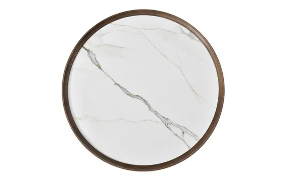 Журнальный столик Vario Ø80х46 см, белая керамика, орех