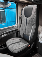 Чехлы Люкс DAF XF 106 (экокожа, черный цвет, серая вставка)