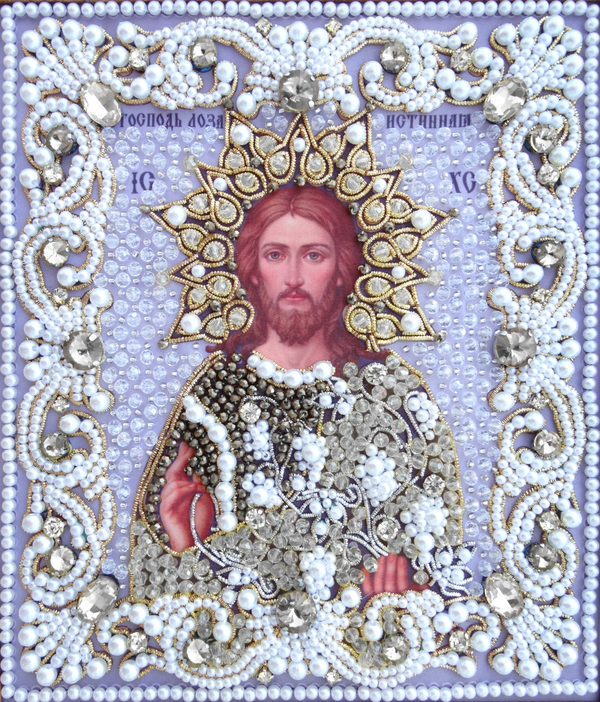 ЖС-14-ЗБ Набор для вышивания хрустальными камнями Господь Лоза истинная (белый)