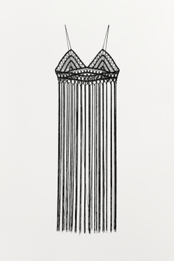 ZARA БЮСТГАЛЬТЕР КРОШЕ С БАХРОМОЙ, ЧЕРНЫЙ