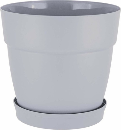 Горшок цветочный Villa de Fiori 20л D360мм, фиксированный поддон, на колесиках, утренний туман