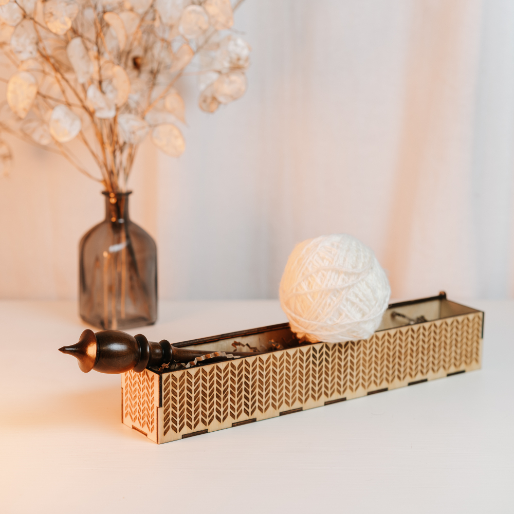 Деревянное Опорное веретено в подарочном органайзере, коробке. OV6