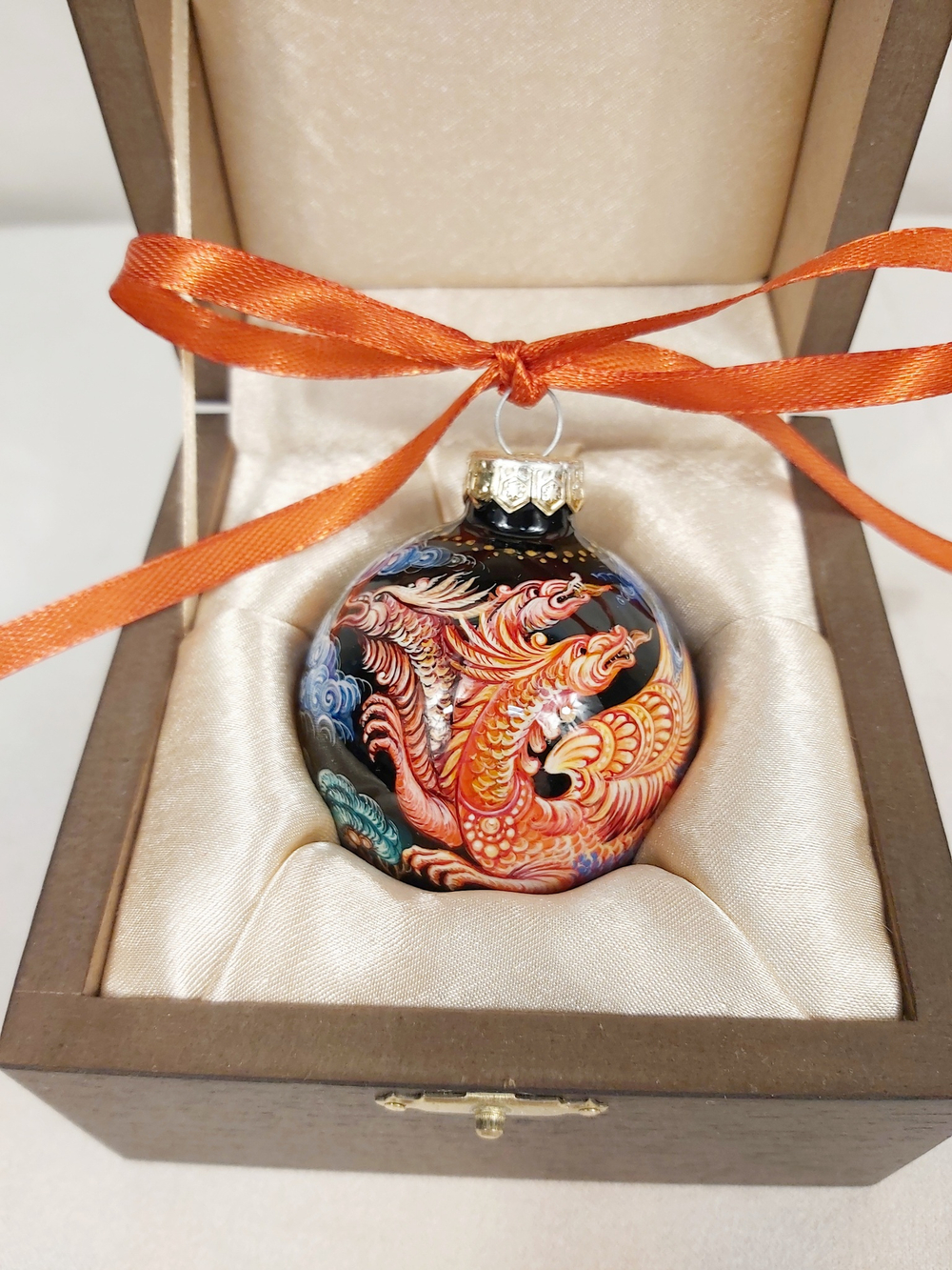 Шар новогодний с ручной росписью  Палех "Дракон Горыныч"