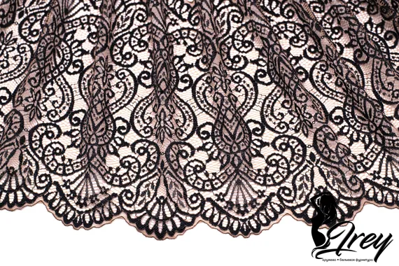 03-251 ОПТ Кружево эластичное 22 см, кофе с молоком/черный