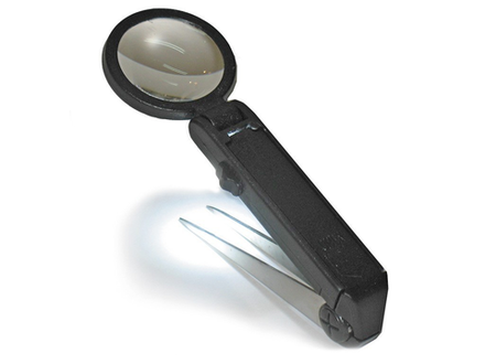 NZ1025-L  Лупа c пинцетом, 10x, LED-подсв.  S-line