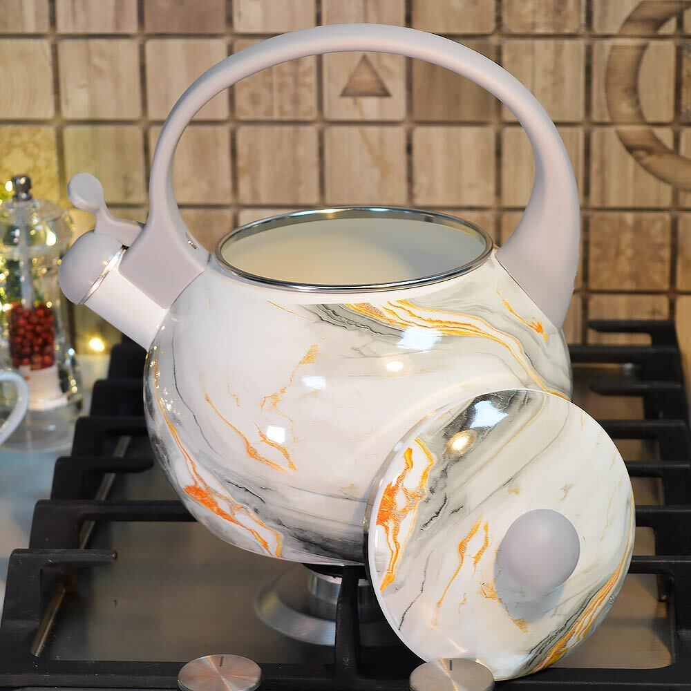 Чайник 2л со свистком "Мраморный" тм Appetite