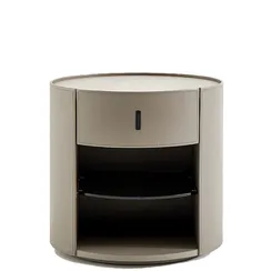 Прикроватная тумбочка 6080 с ящиком и полкой, оливково-серая экокожа