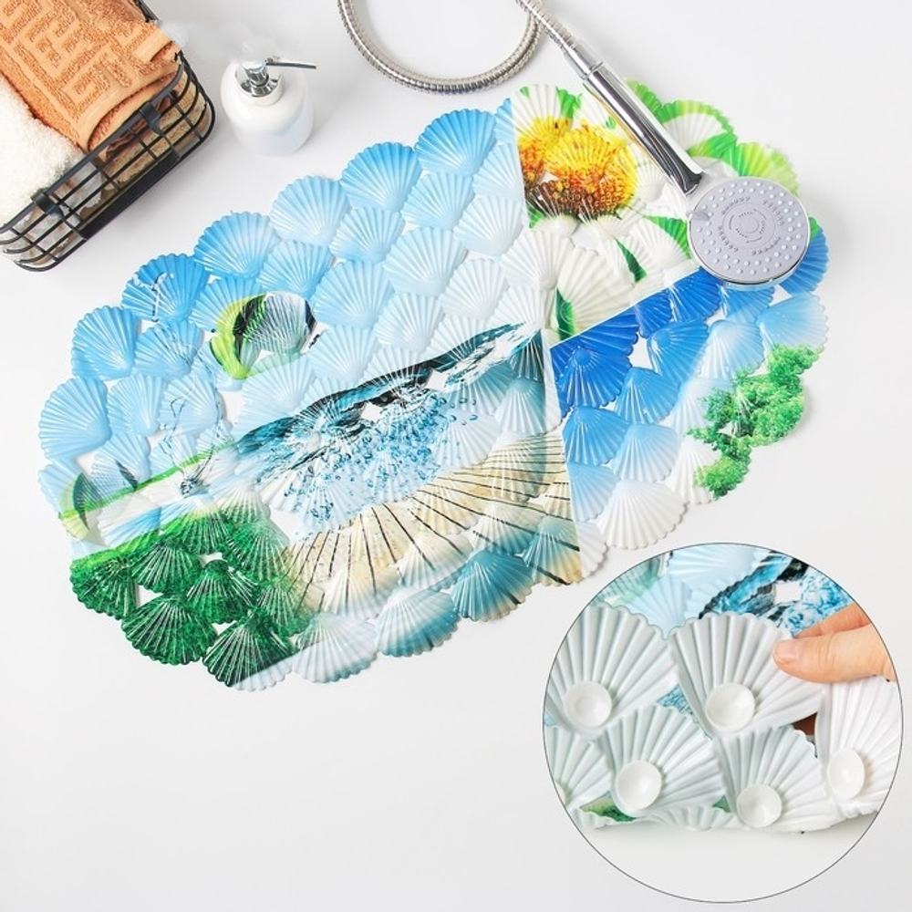 1035547 SPA-коврик для ванны на присосках Доляна «Ракушки пляж», 38×68 см