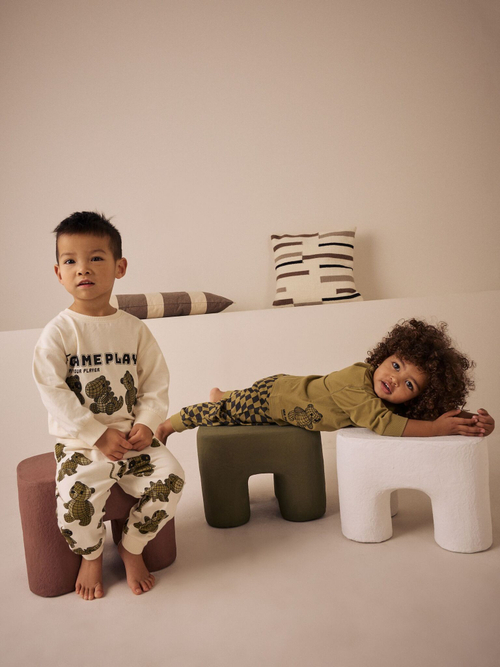 Пижама для мальчика Next AJ0-575, 3 шт., Хаки, Молочный, Серый