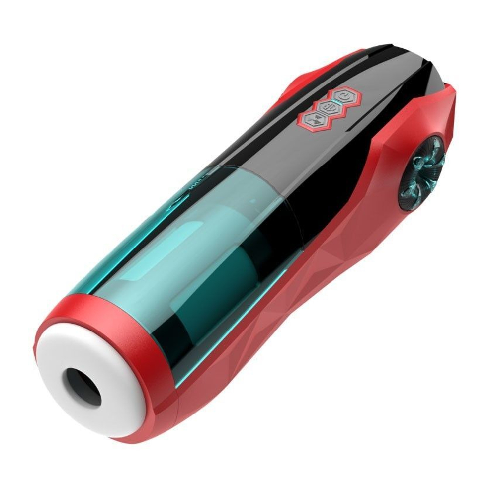 Вибромастурбатор Phantom с возвратно-поступательными движениями (Цвет: красный с черным)