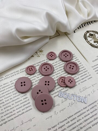 Пуговицы на прокол с объемным ободком пыльно-розовые