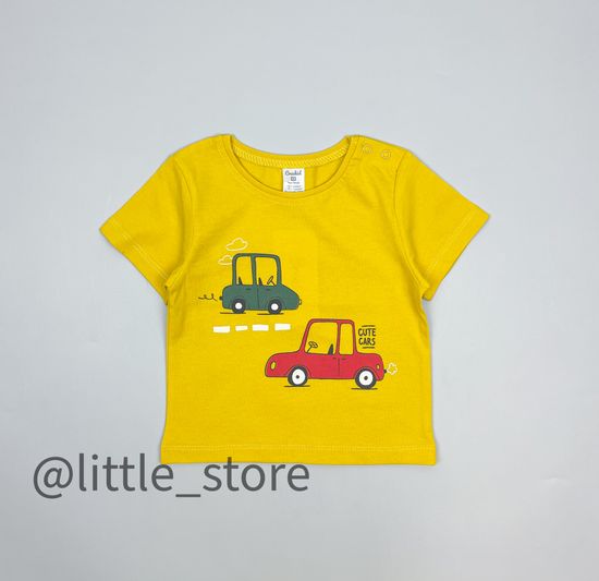 Футболка хлопковая "Машинки" горчица