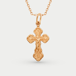Крест православный без вставки из красного золота 585 пробы (арт. 715097-1002)