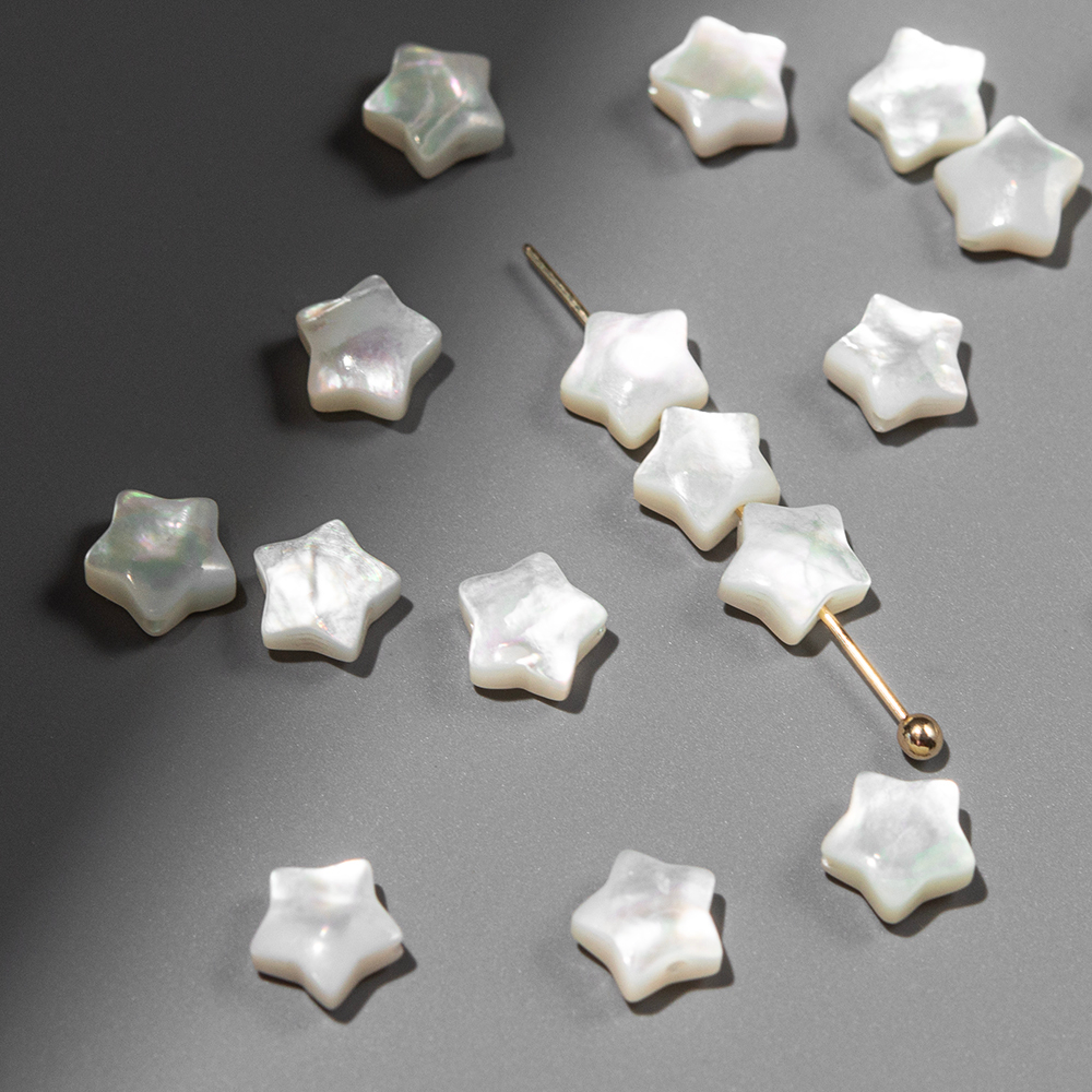 Звездочка из перламутра морских ракушек, 6мм, белая