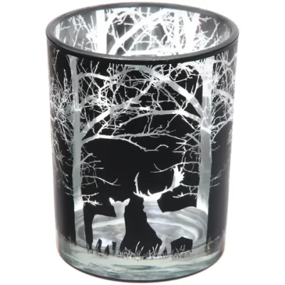 Подсвечник «Зимний лес» 10*12,5 см, Черный