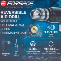 Дрель пневматическая (1800об/мин, патрон - 1.5-10мм,6.3bar) Forsage F-QE-333