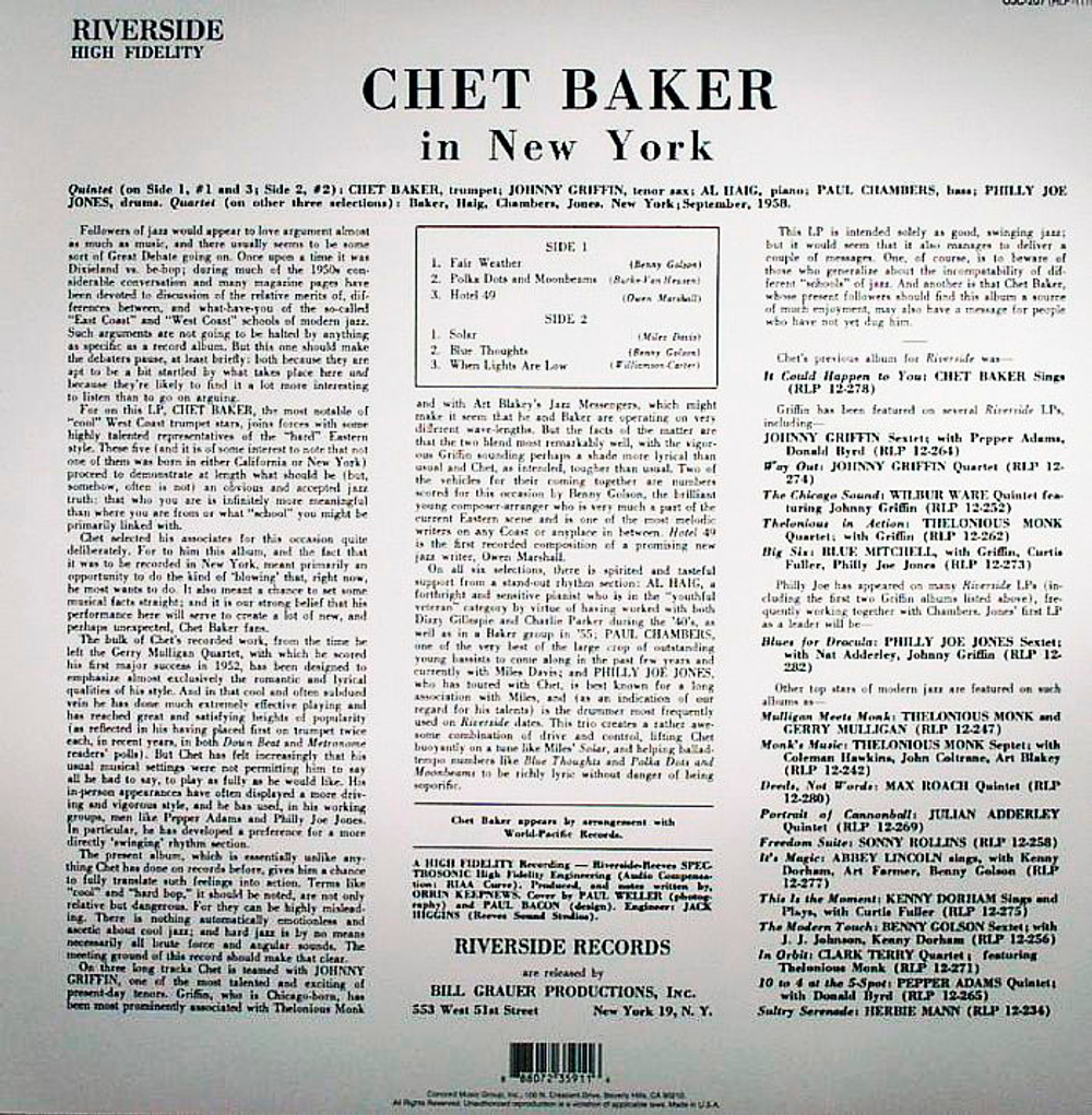 Chet Baker / In New York (LP)