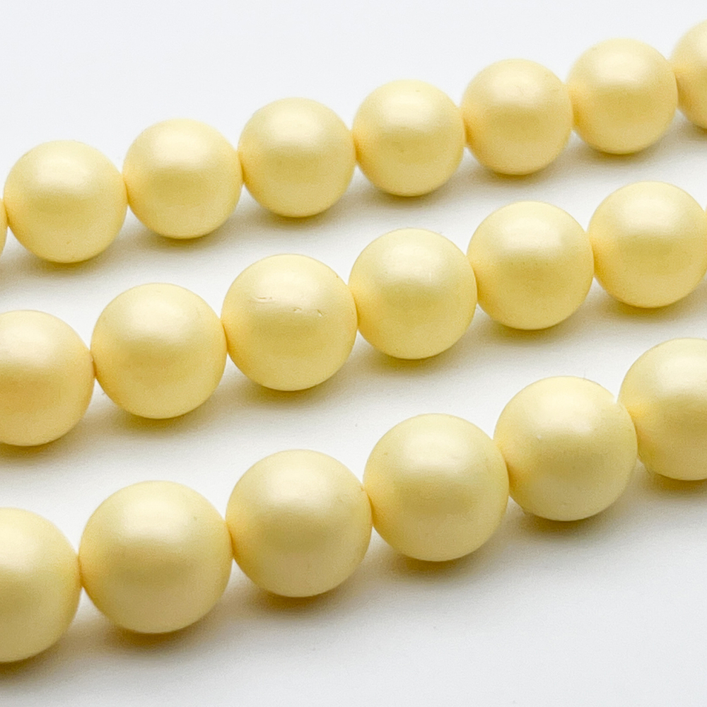 "Майорка" с эффектом сатин, цвет желтый, диаметр 10,2 мм, цена за 10 шт (1/4 нити)