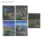 Тетрадь А5 48л. клетка "Ночные города", 5 видов (Альт)