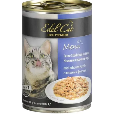 Edel консервы для для кошек лосось, форель нежные кусочки в соусе  400 г