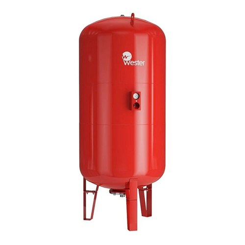 Бак расширительный для отопления WESTER WRV объём 750л, DN 32, PN 25, вертикальный, резьбовое-НР, G-1 1/4'', с опорами и манометром, красный, Турция