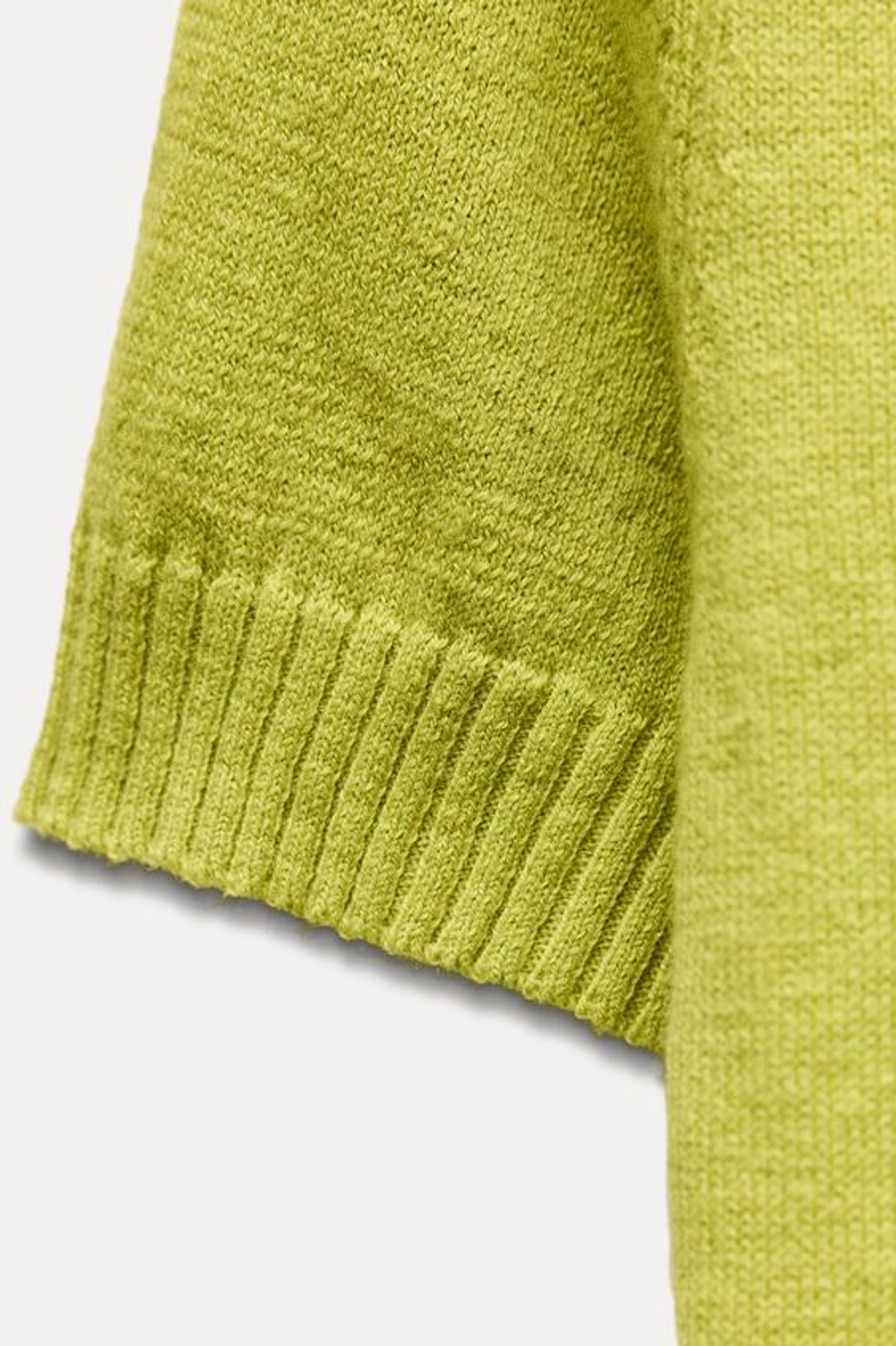 ZARA БАЗОВЫЙ ОДНОТОННЫЙ ТРИКОТАЖНЫЙ ТОП С КОРОТКИМИ РУКАВАМИ, ЛАЙМОВЫЙ