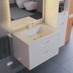 Тумба с раковиной для ванной Uperwood Modul 65 см, подвесная, матовая, белая