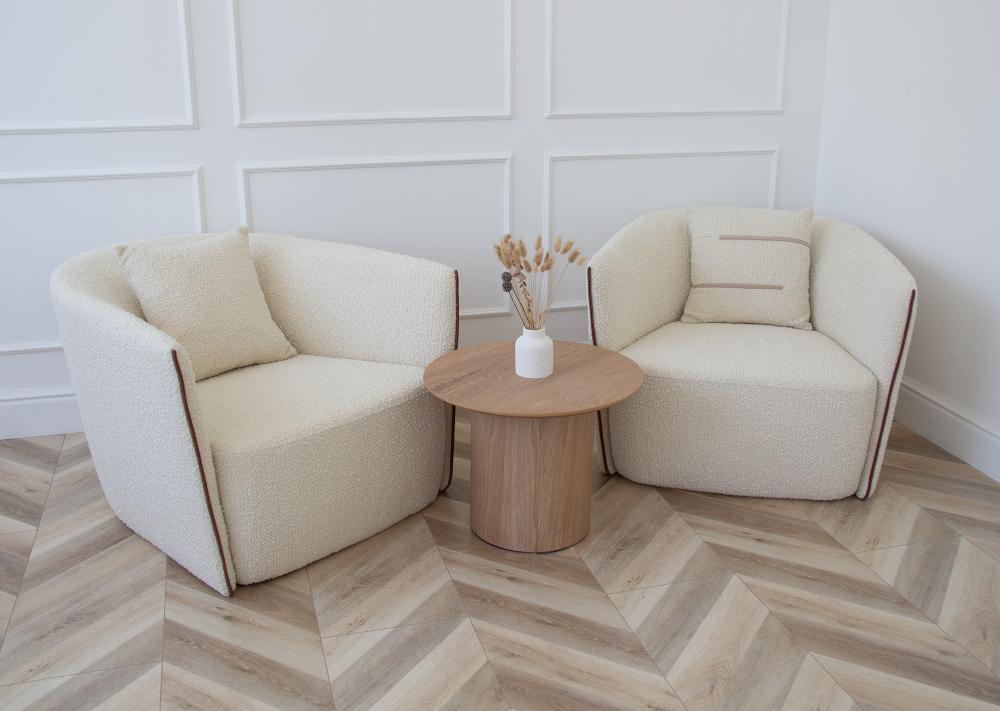 Кресло Ellipse E6.1 с кантом (молочный, букле)