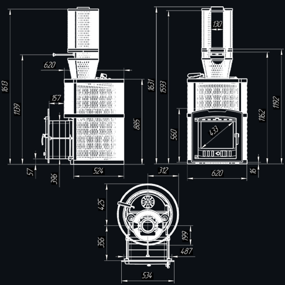 Печь для бани Авангард ЗК 35 (П2) Ураган в круглой сетке
