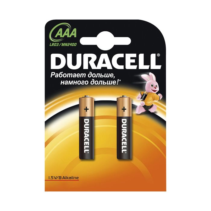 БАТАРЕЙКИ Duracell ААА (2шт)  LR-03  1.5 V *5/48