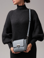 Сумка кожаная через плечо серое небо/бизон