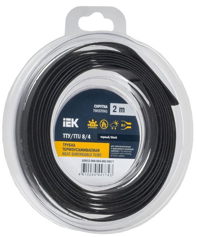 Трубка термоусадочная ТТУ нг-LS 8/4 черн. (уп.2м) IEK UDR12-008-004-002-K02-T Трубка термоусадочная ТТУ нг-LS 8/4 черн. (уп.2м) IEK UDR12-008-004-002-K02-T