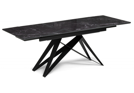 Стол стеклянный Woodville Блэкберн 140(200)х80 черный мрамор, черный