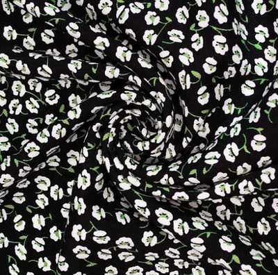 Ткань штапель твил принт 140 гр/м2, 100% вискоза, ш. 145 см, черный
