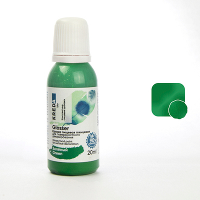 Краситель пищевой глянцевый для декорирования "Kreda Glosser", ЗЕЛЕНЫЙ (20 мл.)