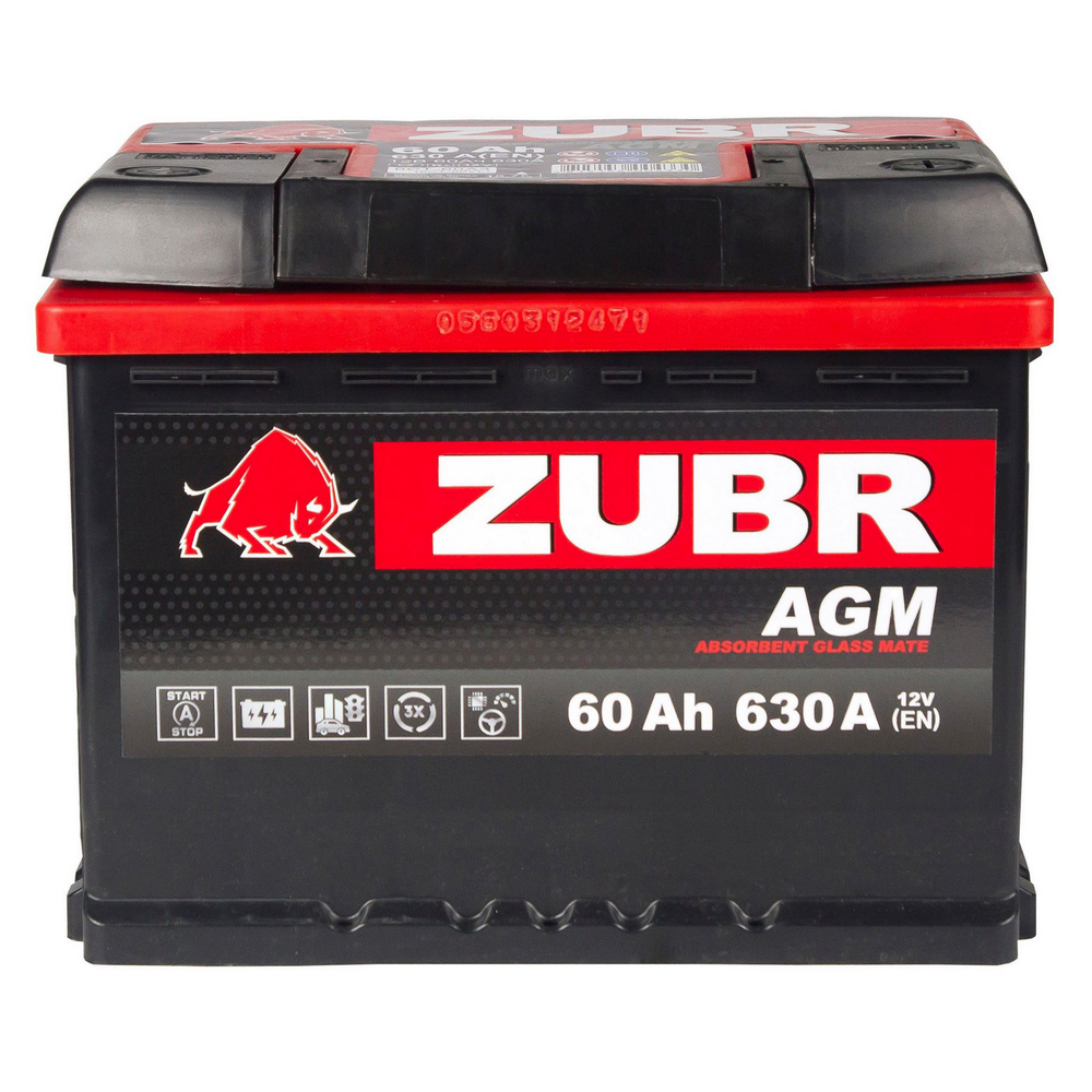 Аккумулятор ZUBR AGM (60Ah, 680A, R+)